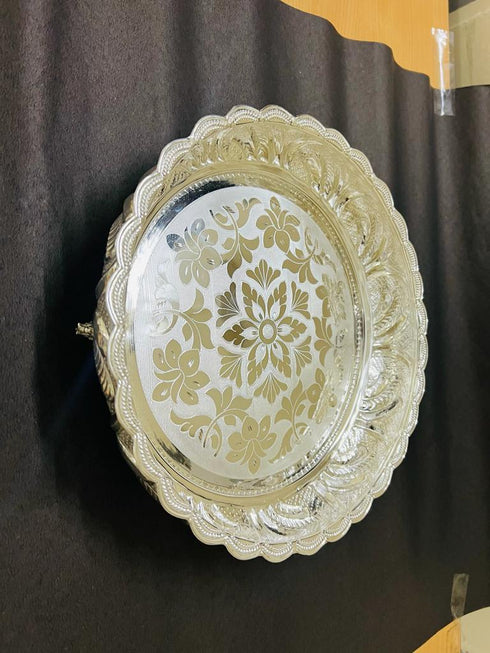 Pure Silver Floral Design Plate 420g